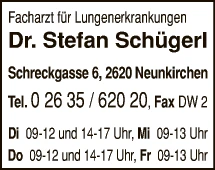 Print-Anzeige von: Schügerl, Stefan, Dr., FA f Lungenkrankheiten
