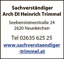 Print-Anzeige von: Arch. DI Heinrich Trimmel, Sachverständiger