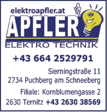 Print-Anzeige von: Apfler, Johann, Elektrotechnik