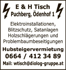 Print-Anzeige von: E.u.H Tisch Wolfgang, Elektrounternehmen
