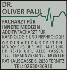 Print-Anzeige von: Paul, Oliver, Dr., FA f Innere Medizin