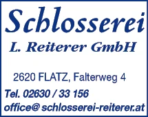 Print-Anzeige von: Schlosserei L Reiterer GmbH, Schlossereien
