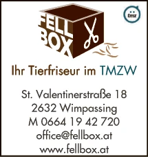 Print-Anzeige von: Fellbox Yvonne Lueger, Tierfriseur Print-Anzeige von: Fellbox Yvonne Lueger, Tierfriseur