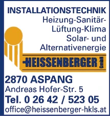 Print-Anzeige von: Heissenberger Installationstechnik GmbH