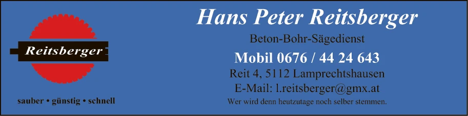 Print-Anzeige von: Reitsberger, Hans Peter, Beton-Bohr-Sägedienst