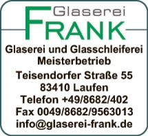 Print-Anzeige von: Frank, Gerald, Glaserei - Glasschleiferei