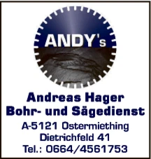 Print-Anzeige von: Hager, Andreas, Bohr- und Sägedienst Print-Anzeige von: Hager, Andreas, Bohr- und Sägedienst