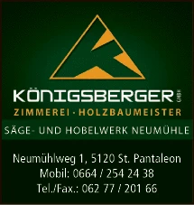 Print-Anzeige von: Königsberger GmbH, Zimmerei