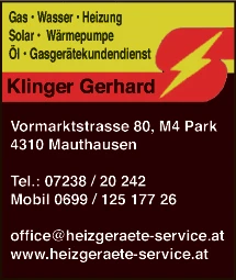 Print-Anzeige von: Klinger, Gerhard, Installateur Print-Anzeige von: Klinger, Gerhard, Installateur