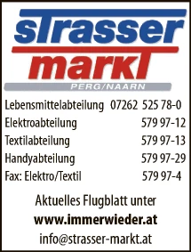 Print-Anzeige von: Strasser-Markt HandelsGmbH, Lebensmittel