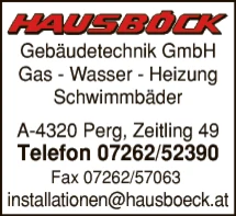 Print-Anzeige von: Hausböck Gebäudetechnik GmbH, Wasser-Heizung-Lüftung