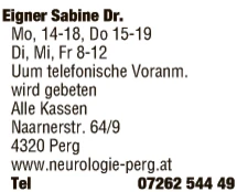 Print-Anzeige von: Dr. Sabine Eigner, Neurologie