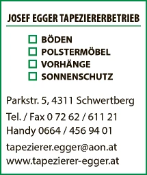 Print-Anzeige von: Egger, Josef, Tapezierermeister