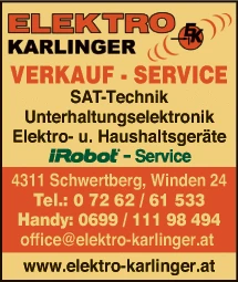 Print-Anzeige von: Karlinger Elektro, Elektrounternehmen