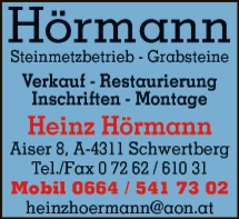 Print-Anzeige von: Hörmann, Heinz, Steinmetzbetrieb