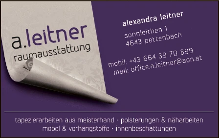 Print-Anzeige von: Leitner, Alexandra, Raumausstattung