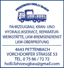 Print-Anzeige von: Holli, Friedrich, Fahrzeugbau
