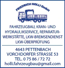Print-Anzeige von: Holli, Friedrich, Fahrzeugbau Print-Anzeige von: Holli, Friedrich, Fahrzeugbau