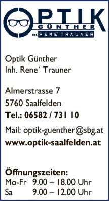 Print-Anzeige von: Optik Günther Inh, René Trauner