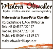 Print-Anzeige von: Obwaller, Hans-Peter, Maler