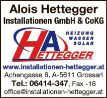 Print-Anzeige von: Hettegger, Alois, Installationen