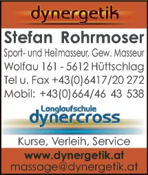 Print-Anzeige von: Dynergetik Rohrmoser Stefan, Sport und Heilmassage