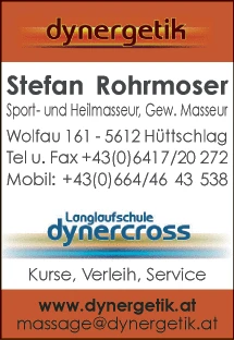 Print-Anzeige von: Dynergetik Rohrmoser Stefan, Sport und Heilmassage