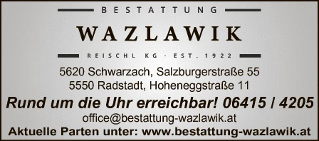 Print-Anzeige von: Bestattung Wazlawik Reischl KG, Bestattung