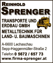 Print-Anzeige von: Sprenger, Reinhold, Transporte u