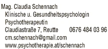 Print-Anzeige von: Schennach, Claudia, Mag., Psychologin