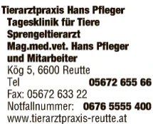 Print-Anzeige von: Pfleger, Johann Christian, Dr., Tierarztpraxis