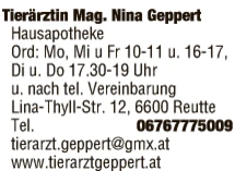 Print-Anzeige von: Geppert, Nina, Mag.med.vet, Tierarzt