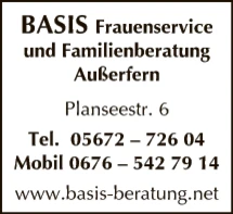 Print-Anzeige von: BASIS Frauenservice und Familienberatung in Außerfern