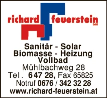 Print-Anzeige von: Feuerstein Richard GmbH, Heizung-Sanitär Print-Anzeige von: Feuerstein Richard GmbH, Heizung-Sanitär