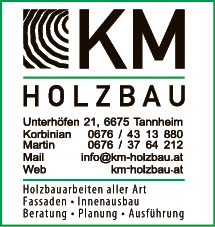 Print-Anzeige von: KM Holzbau OG, Holzbauarbeiten