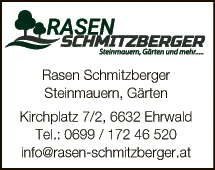 Print-Anzeige von: Rasen Schmitzberger, Steinmauern, Gärten