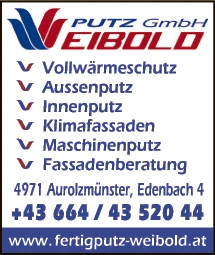 Print-Anzeige von: Weibold Putz GmbH, Fertigputz