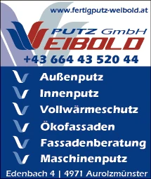 Print-Anzeige von: Weibold Putz GmbH, Fertigputz