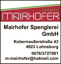 Print-Anzeige von: Mairhofer Spenglerei GmbH Print-Anzeige von: Mairhofer Spenglerei GmbH