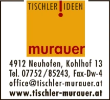 Print-Anzeige von: Murauer, Andreas, Tischlerei