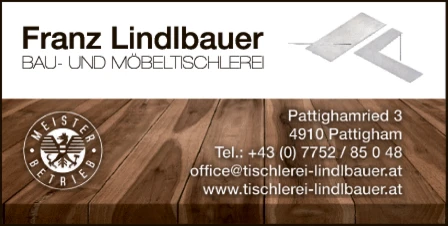 Print-Anzeige von: Lindlbauer, Franz, Tischlereien