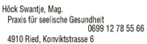 Print-Anzeige von: Höck, Swantje, Mag., Psychotherapeutin