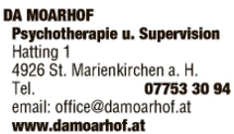 Print-Anzeige von: Da Moarhof, Psychotherapie