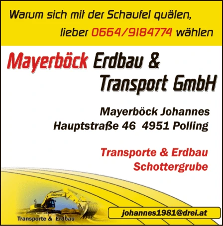 Print-Anzeige von: Mayerböck, Johannes, Erdbau