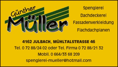 Print-Anzeige von: Müller, Günther, Dachdeckerei-Spenglerei