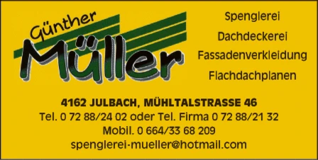 Print-Anzeige von: Müller, Günther, Dachdeckerei-Spenglerei
