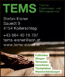 Print-Anzeige von: Eisner, Stefan, Tischler