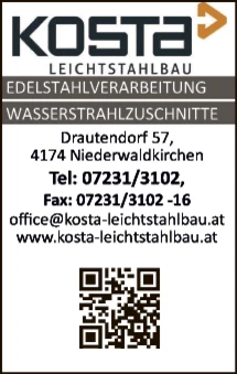 Print-Anzeige von: Kosta Leichtstahlbau GesmbH, Stahlbau