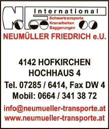 Print-Anzeige von: Neumüller, Friedrich, Transporte