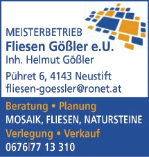 Print-Anzeige von: Fliesßen Gößler e.U., Fliesenleger